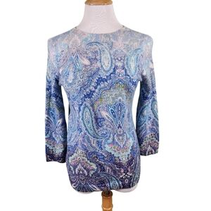 Talbots Audrey 100% Cashmere Sweater Size S Calico Paisley